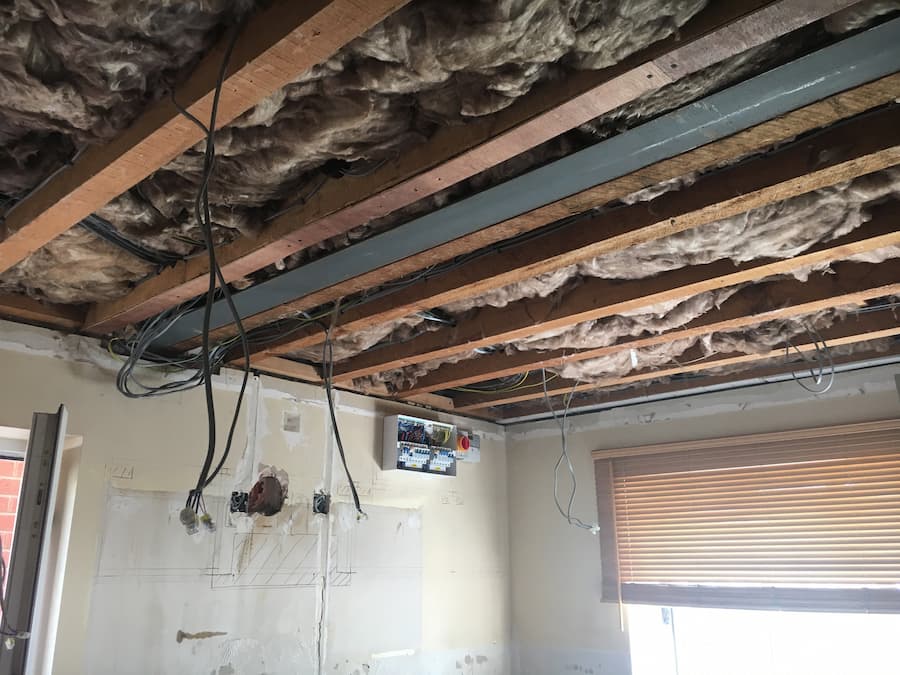 Rewiring of the kitchen ceiling