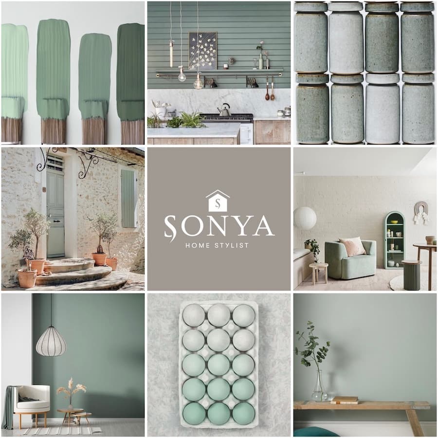 Montage of neutral sage green tones