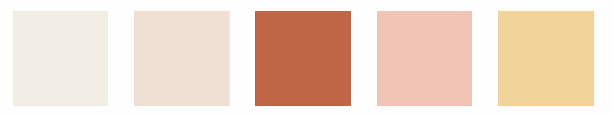 Selection of warm tones from the Benjamin Moore 2024 colour palette