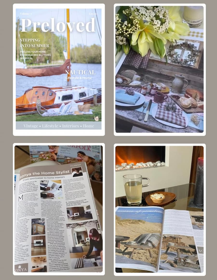 Overview of magazine articles which Sonya the Home Stylist has written and styled